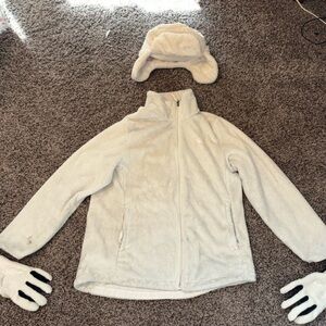 The North Face Cream Jacket with Matching Accessories